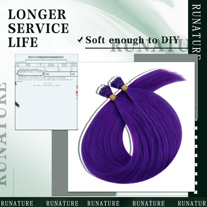 RUNATURE Echthaar Extensions Bondings Lila Pre Bonded U Tip Keratin Extensions Echthaar Fusion Kerat