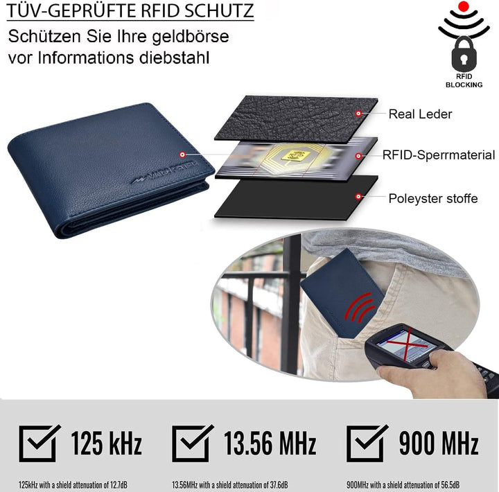 Marc Peter Oslo Geldbörse Herren Leder mit RFID Schutz I Echtleder Portemonnaie Gross I 13 Fächer I
