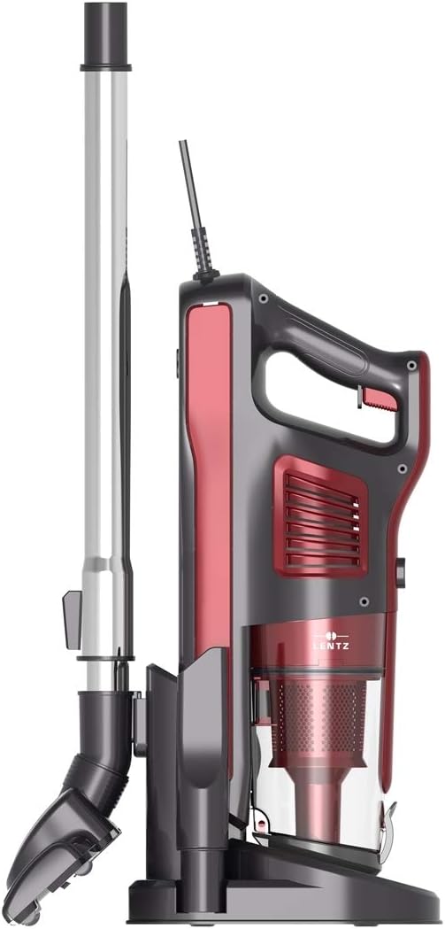 Lentz 2in1 600 W Staubsauger mit Metallrohr-Kunststoff-Konstruktion, Rot, Anthrazit, Langes Kabel (7