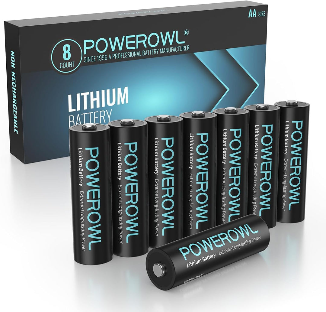 POWEROWL AA Batterien 1,5 V Lithium Batterien AA 8 Stück für High-Tech Geräte Lithium AA Batterie ho