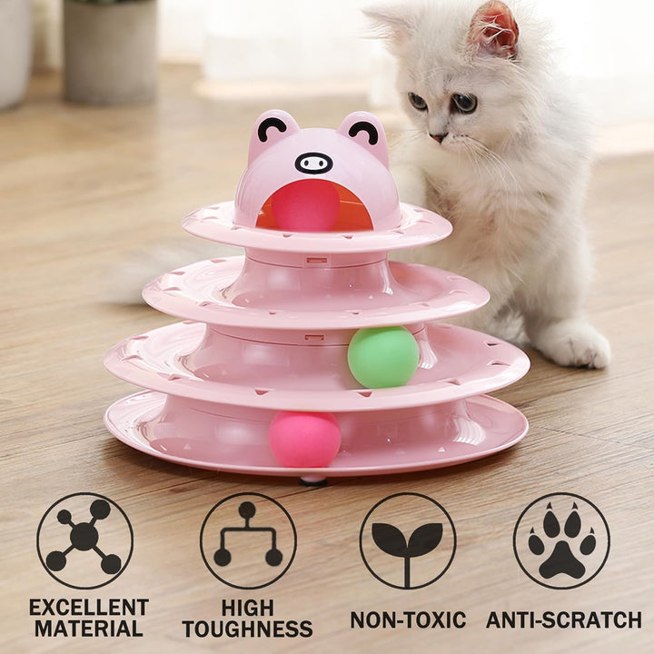 Suhaco 26 PCS Katze Spielzeug Für Indoor Kätzchen Interaktive Rolle 4-Level Track Kitty KatzeSpielze