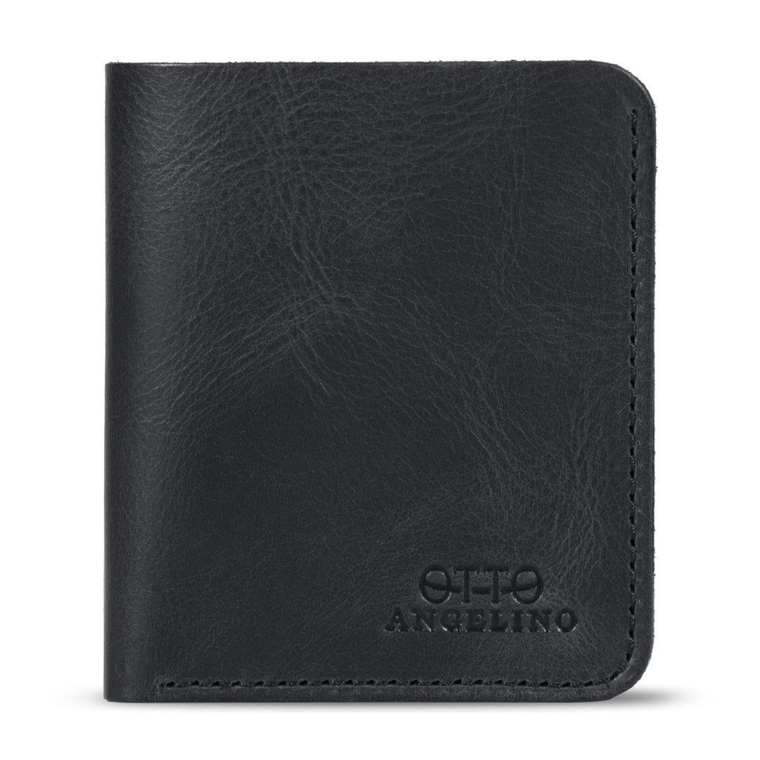 Otto Angelino Echtleder Ultra Slim Bifold Kartenhalter und Geldbörse - Unisex (Schwarz) Black 1, Bla