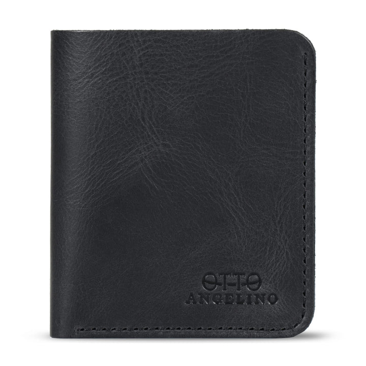Otto Angelino Echtleder Ultra Slim Bifold Kartenhalter und Geldbörse - Unisex (Schwarz) Black 1, Bla