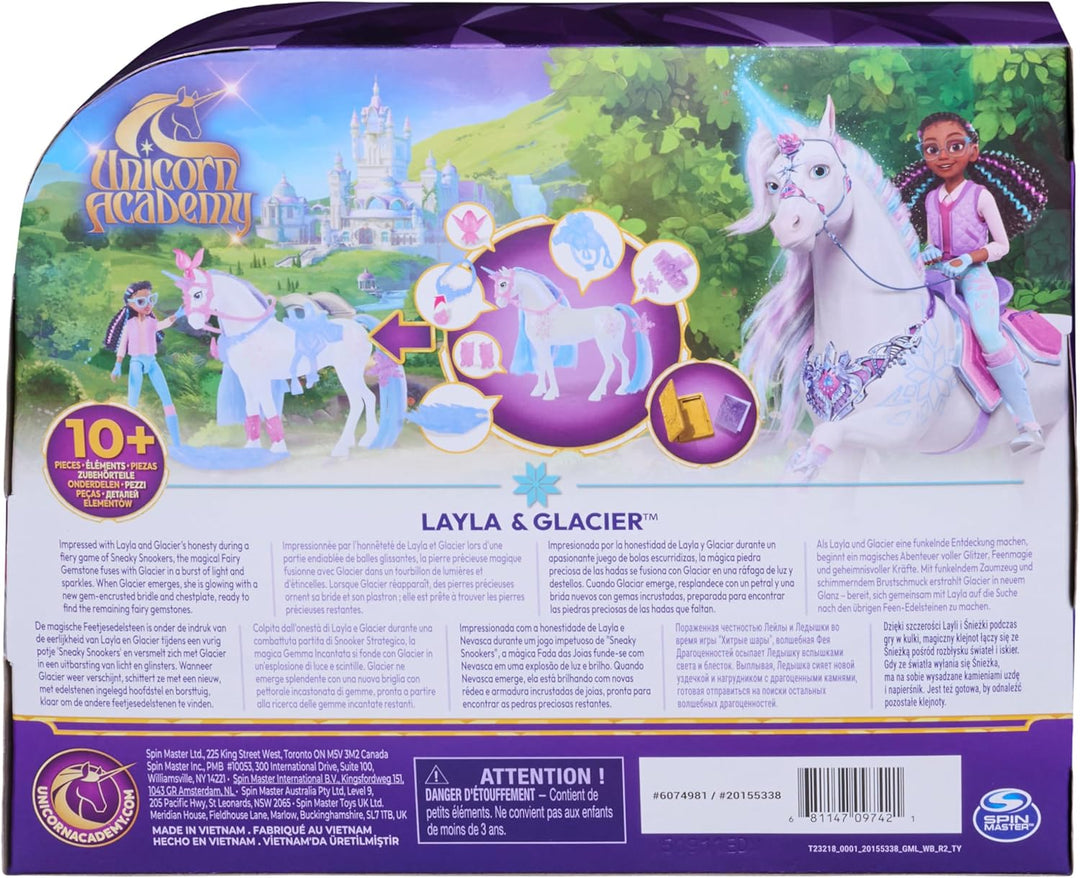 Unicorn Academy - Glacier’s Gemstone-Abenteuer mit Layla, ca. 12 cm Originalfiguren zur Netflix Seri