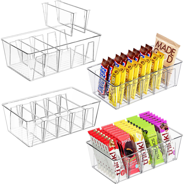 Puricon 4 Stück Snack Aufbewahrungsbox, stapelbarer Lebensmittel Organizer aus BPA-Frei Kunststoff,