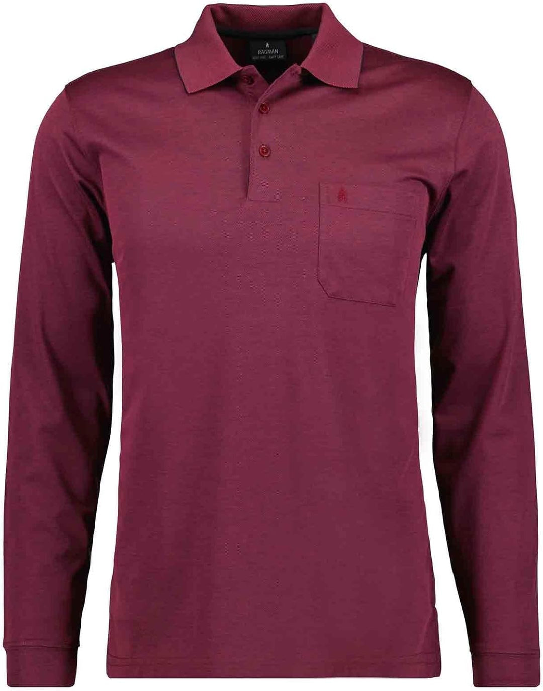 RAGMAN Herren Softknit-Polo mit Brusttasche, Langarm L, Beere-620