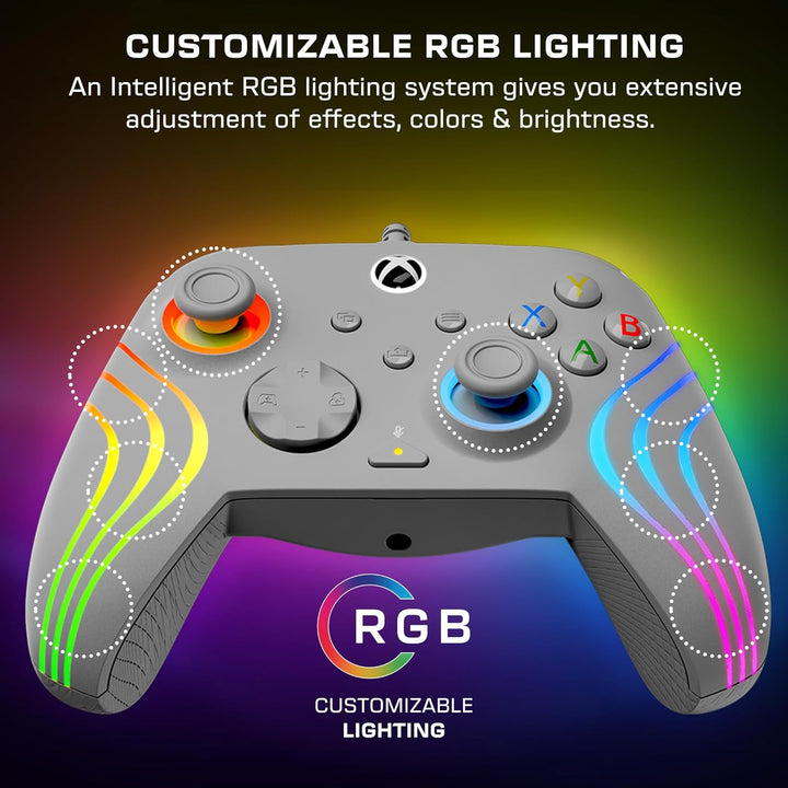 Turtle Beach Afterglow Wave Controller Grau Wired RGB Gaming Controller – Lizenziert für Xbox Series