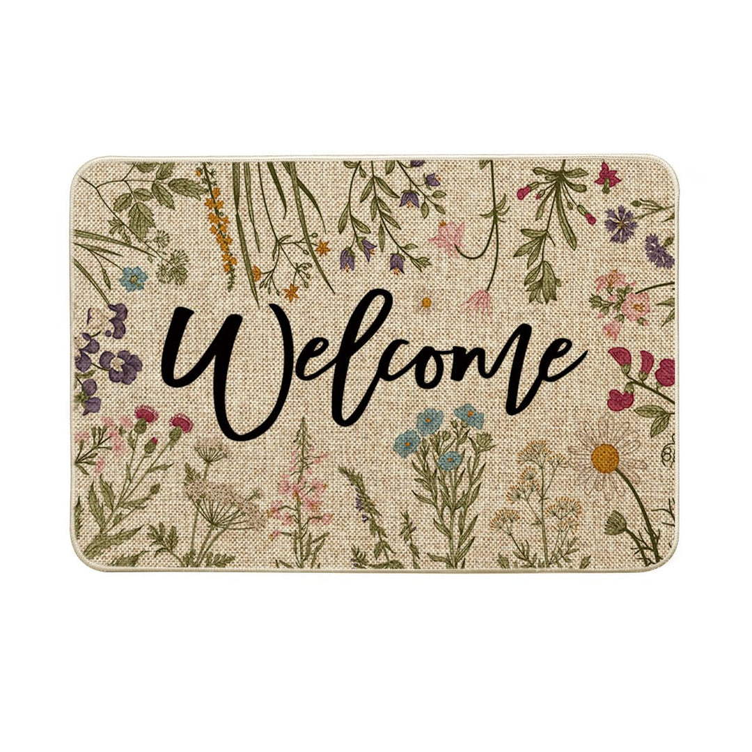 Artoid Mode Welcome Antike Kräuter Wilde Blumen Frühling Fussmatte, Hause Dekoration Küche Teppich B