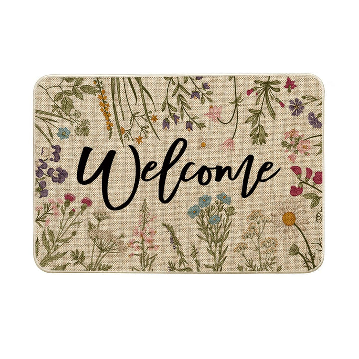 Artoid Mode Welcome Antike Kräuter Wilde Blumen Frühling Fussmatte, Hause Dekoration Küche Teppich B