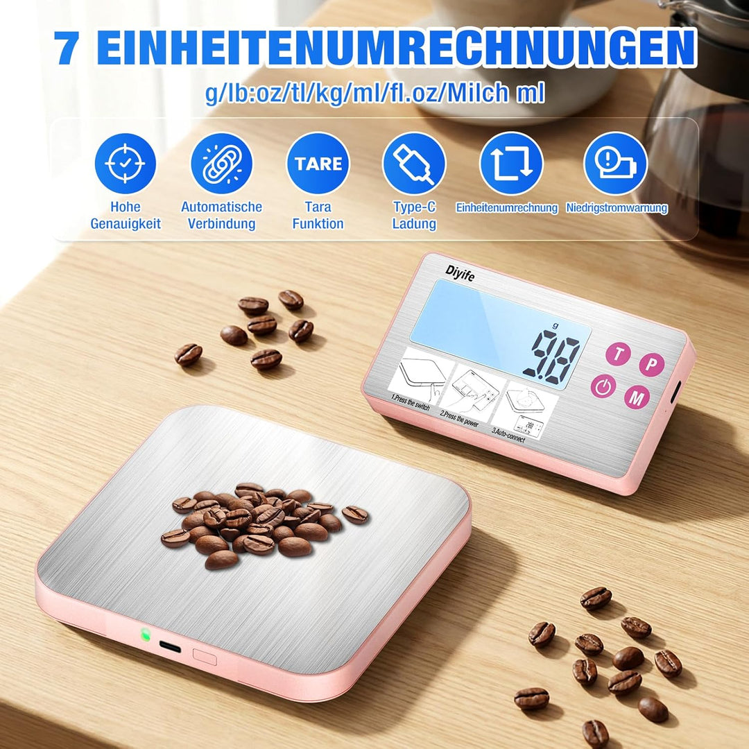 Diyife Neue 304 Edelstahl-Küchenwaage mit geteiltem Design, 15 kg Tragkraft, hintergrundbeleuchtetes
