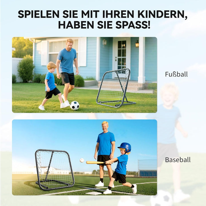 HOMCOM Rebounder für Fussball, 78 x 84 cm Prellwand mit Heringen, verstellbar in 5 Stufen, tragbar,