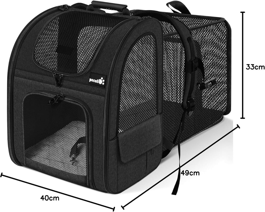 pecute Hunderucksack Erweiterbar XL für 6-10 kg, Faltbar Katzenrucksack Katzen mit Anti-offener Reis