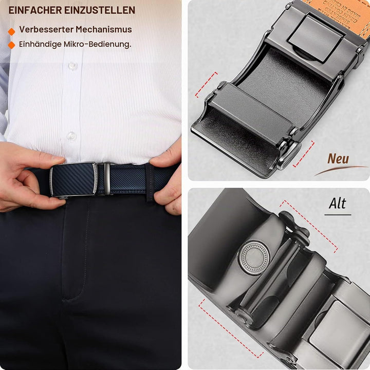 BULLIANT Gürtel Herren, Gürtel Ratsche Ledergürtel Automatikschliesse für Herren Anzug Business Klei