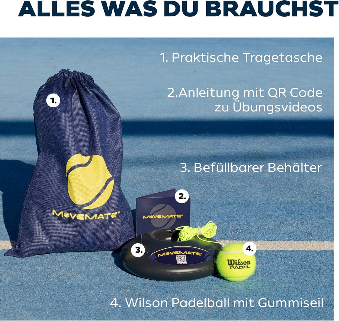 MOVEMATE Padel-Trainer Set mit Wilson® Padelball | innovatives Ballspiel für Draussen, im Garten, im