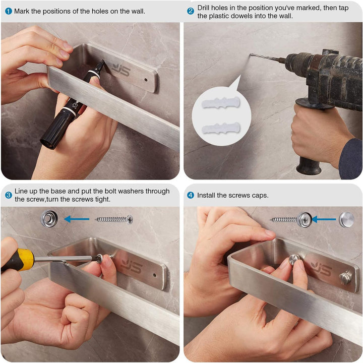 JS Handtuchhalter Handtuchstange Edelstahl Gebürstet Wandmontage und Schrankmontage für Bad und Küch