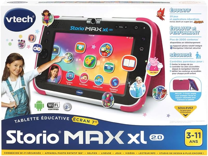 VTech – Tablet Storio Max XL 2. Rosa – 7 Zoll Kinder-Tablet 1% Lernfunktion – französische Version