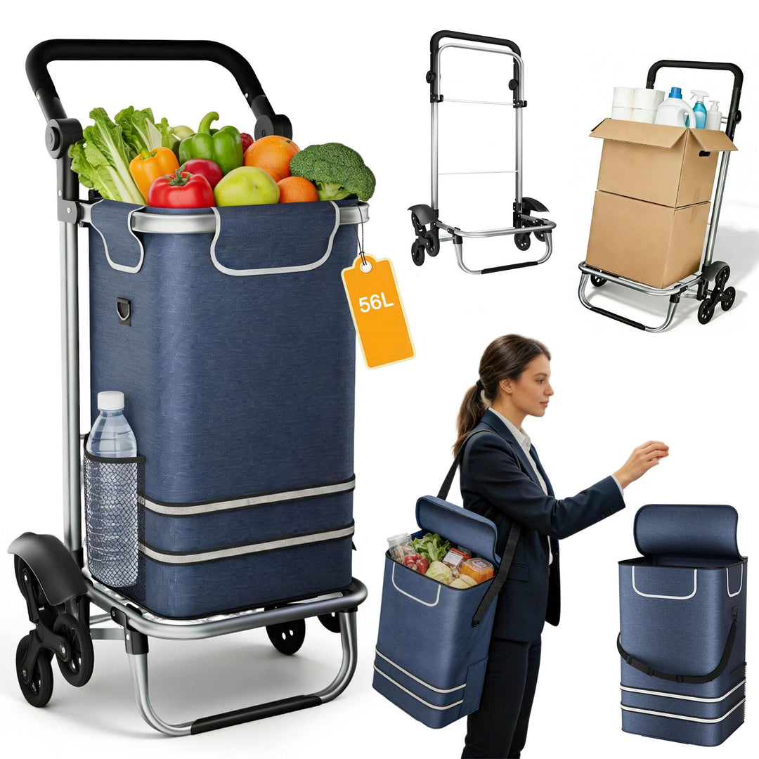 UISEBRT 3in1 Einkaufstrolley klappbar mit 56L gross Volumen,Multifunktionaler Einkaufsroller mit Küh
