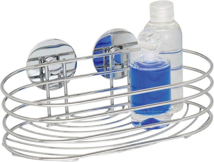 WENKO Turbo-Loc Wandablage, Wand Duschablage, Befestigen ohne Bohren, Verchromter Stahl, 23,5 x 10,5