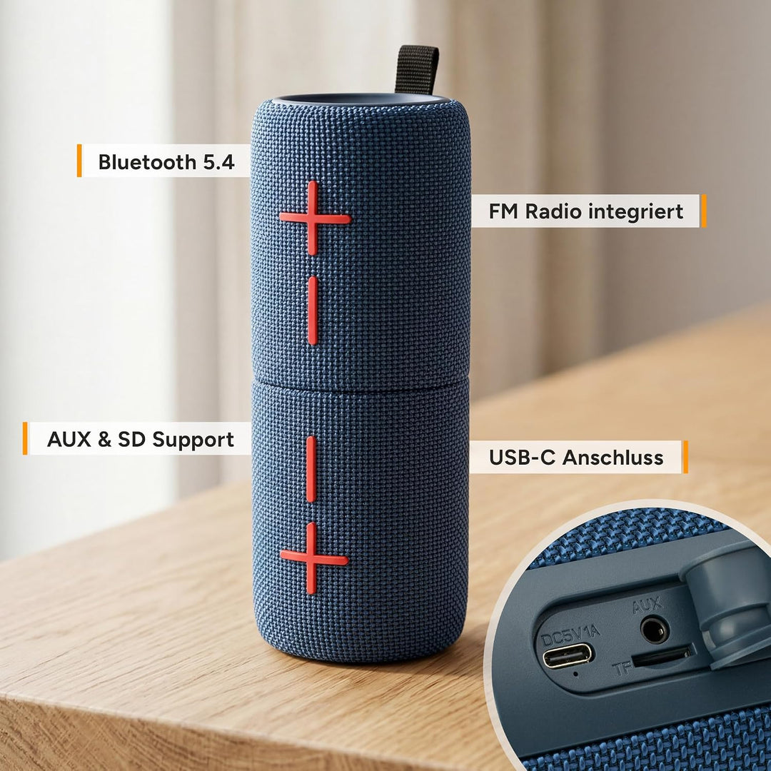 TZS First Austria - Magnetischer 2-in-1 Bluetooth Lautsprecher 10W - 2X 1200mAh - 10m Reichweite - 1