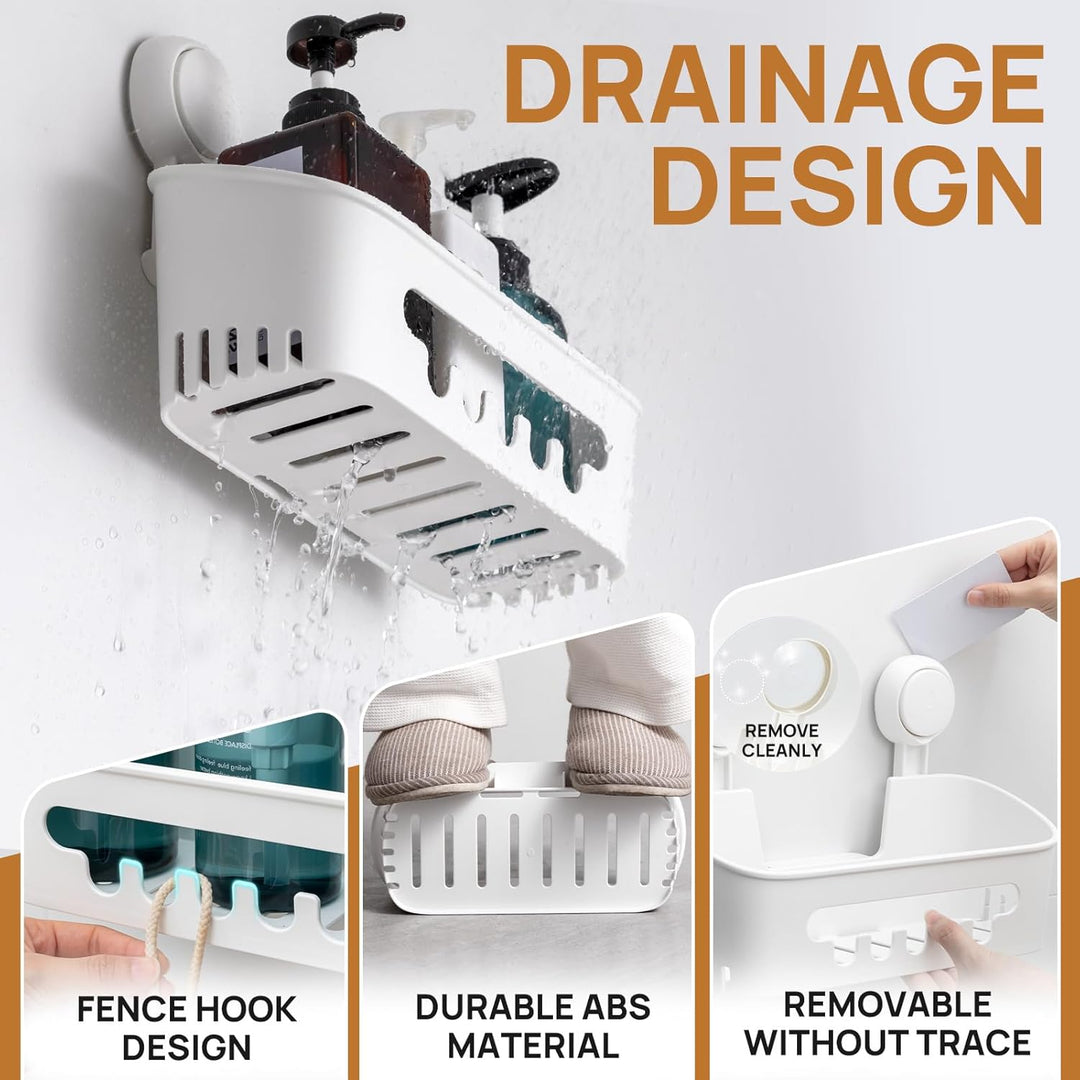 LEVERLOC Duschablage & Saugnapf Doppel Dusche Seifenhalter ohne Bohren für Shampoo Conditioner Halte