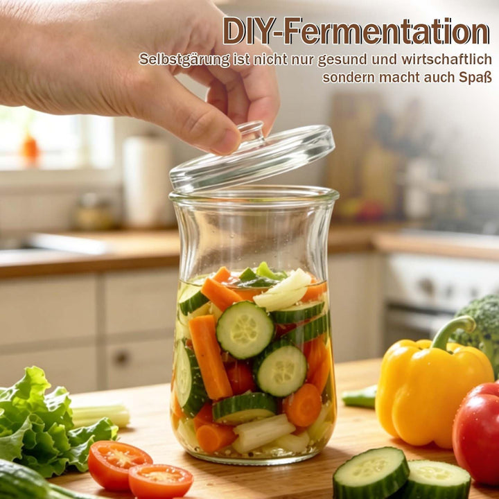 2 Stück Fermentiergewichte mit Ø 9.5 cm, Glasgewichte zum Fermentieren von Gemüse in Salzlake, Ideal