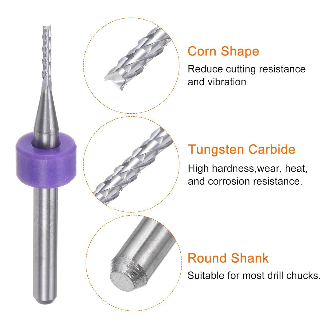 QUARKZMAN 10 Stück Hartmetallfräser 1.2mm Schaft mit Zentrierring , 6-Flöten CNC Fräser für Edelstah