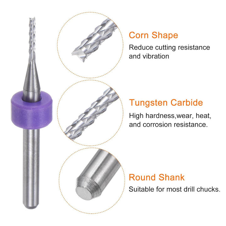 QUARKZMAN 10 Stück Hartmetallfräser 1.2mm Schaft mit Zentrierring , 6-Flöten CNC Fräser für Edelstah