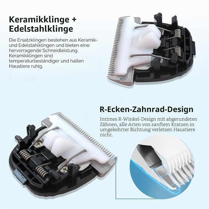 2er-Pack Ersatzklingen für Hunde-Schermaschine für Oneisall, geräuscharm, kabellos, elektrisch, leis