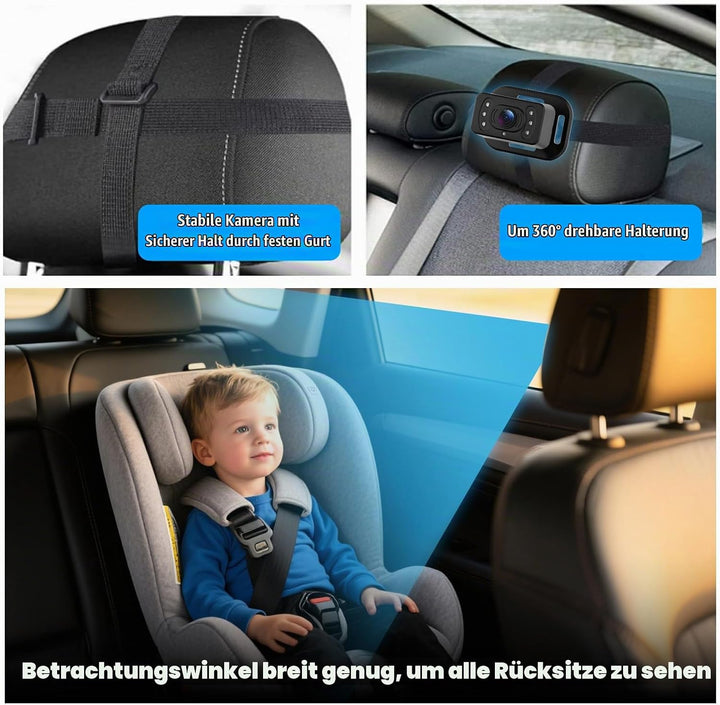 Baby Auto Spiegel Kamera, Auto Rücksitzspiegel, 4.3 Zoll Babyspiegel Rückansicht Monitor mit IR Nach