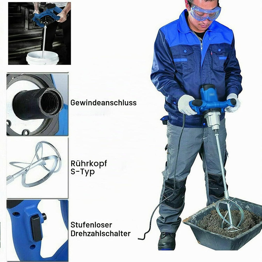 2600W Elektrischer Betonmischer Mörtelrührer, einstellbare 6-Geschwindigkeit, Handmischer Rührwerkze