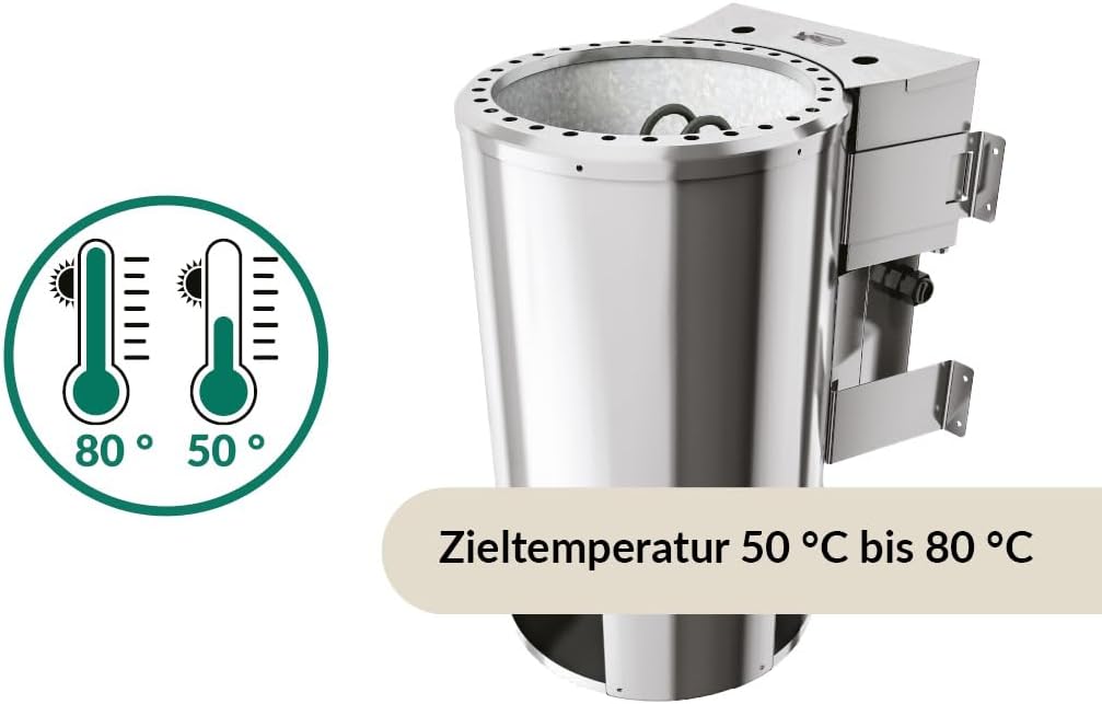 Karibu elektrisch Saunaofen 3,6 KW Bio Easy Plug&Play für externe Steuerung, ohne Saunasteine, ohne
