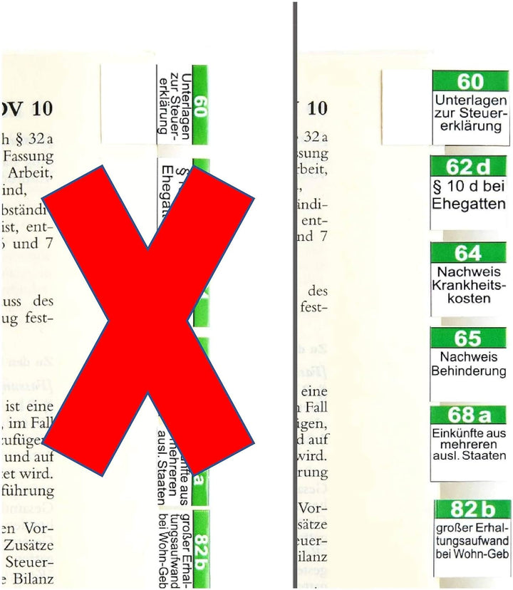 Griffregister | Gesamtpaket Steuern | selbstklebend | von Steinfacher | mind. 1.800 bedruckte Aufkle