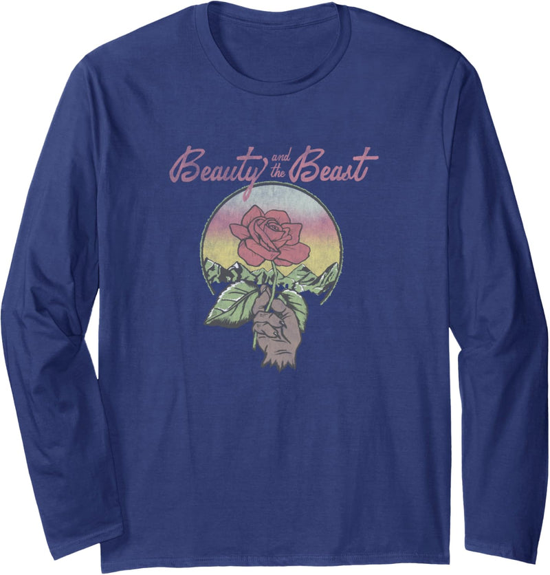 Disney Beauty And The Beast Cartoon Rose Portrait Langarmshirt