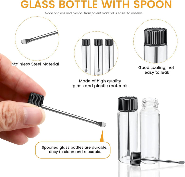 Mini-Gewürzbehälter, tragbarer Glasbehälter, Gewürzspender mit Löffel, Gewürzgläser Klein für Campin