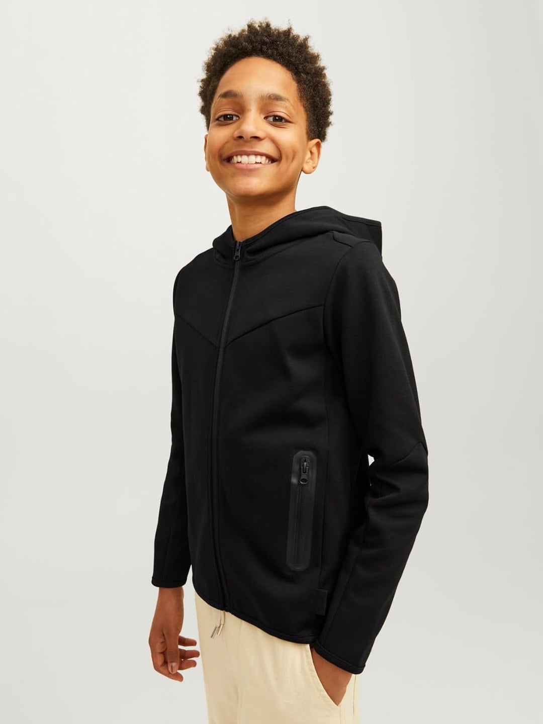 JACK & JONES Boy Kapuzenjacke Einfarbig Kapuzenjacke Junior 140 Schwarz, 140 Schwarz