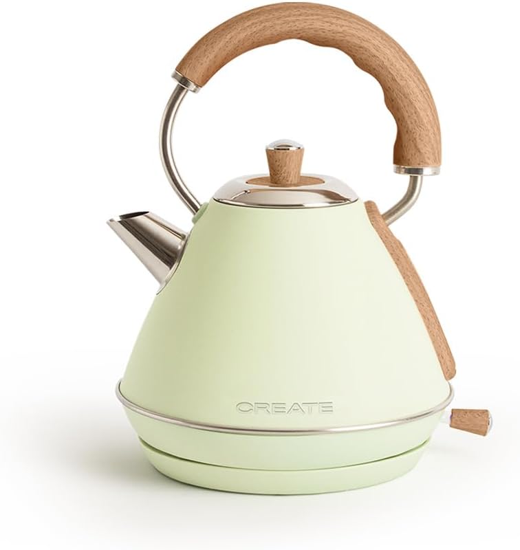 CREATE/KETTLE RETRO M/Elektrischer Wasserkocher Pastellgrün/Schnelles Aufkochen, Fassungsvermögen 1L