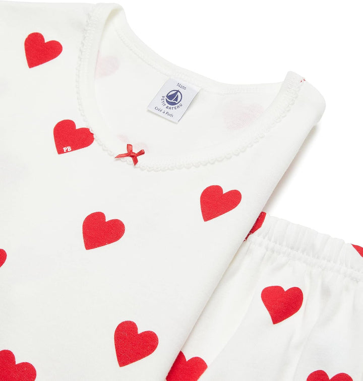 Petit Bateau Mädchen A00oc Pyjacourt (1er Pack) 16 Jahre Blanc Marshmallow / Rouge Terkuit, 16 Jahre