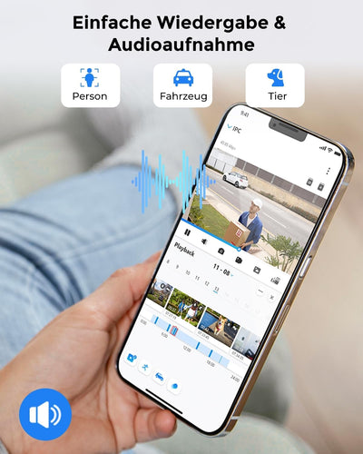 Reolink 2K+ Kabelgebundene Überwachungskamera Aussen, 2,4/5 GHz WLAN-Kamera Outdoor, IP66 Wetterfest