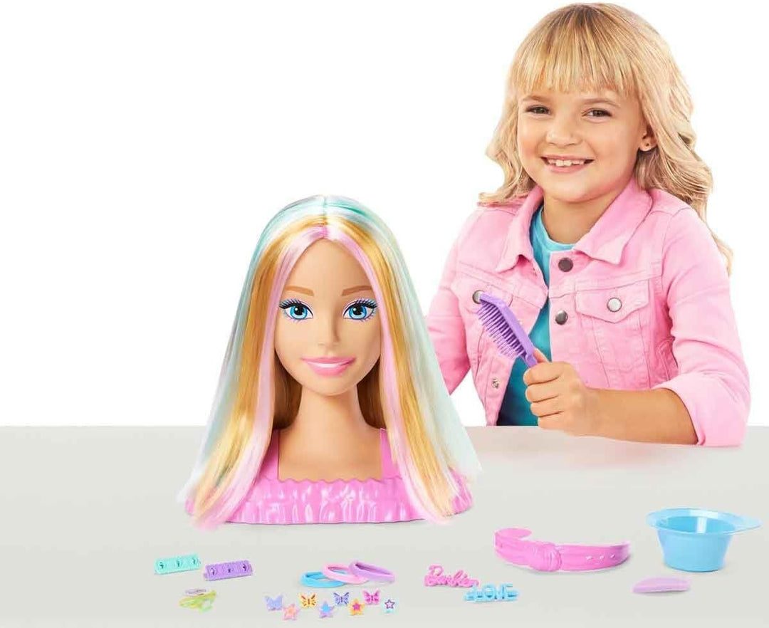 Barbie-Puppe Styling-Kopf, Blondes Haar mit mehr als 20 Styling-Zubehörteilen inklusive Stern, Schme