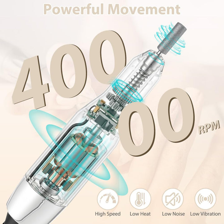Vicloon Elektrische Nagelfräser Professionell, 40000 U/min Tragbare Nagelfeile Kabellose mit LCD-Dis
