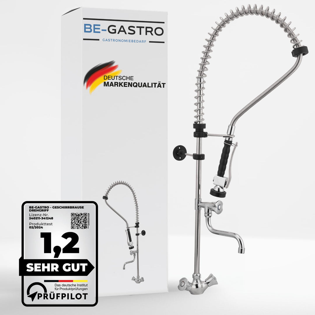 BE-GASTRO I Profi Gastro Geschirrbrause Einloch "Premium" Drehgriff inkl. Wasserhahn, Mischbatterie