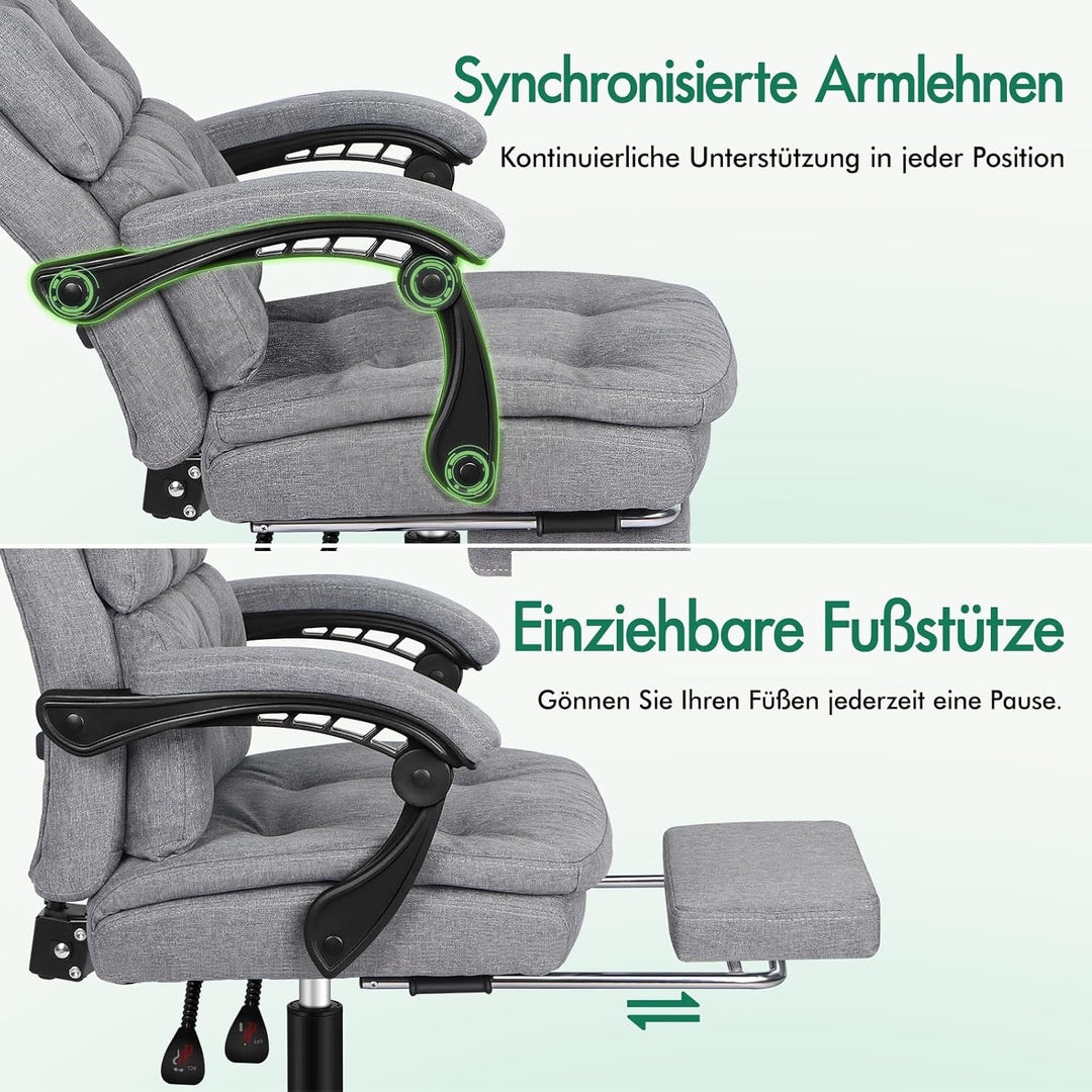 ALFORDSON Bürostuhl, zweischichtiger Schreibtischstuhl mit 150° Neigung und 360° Drehung, Drehstuhl