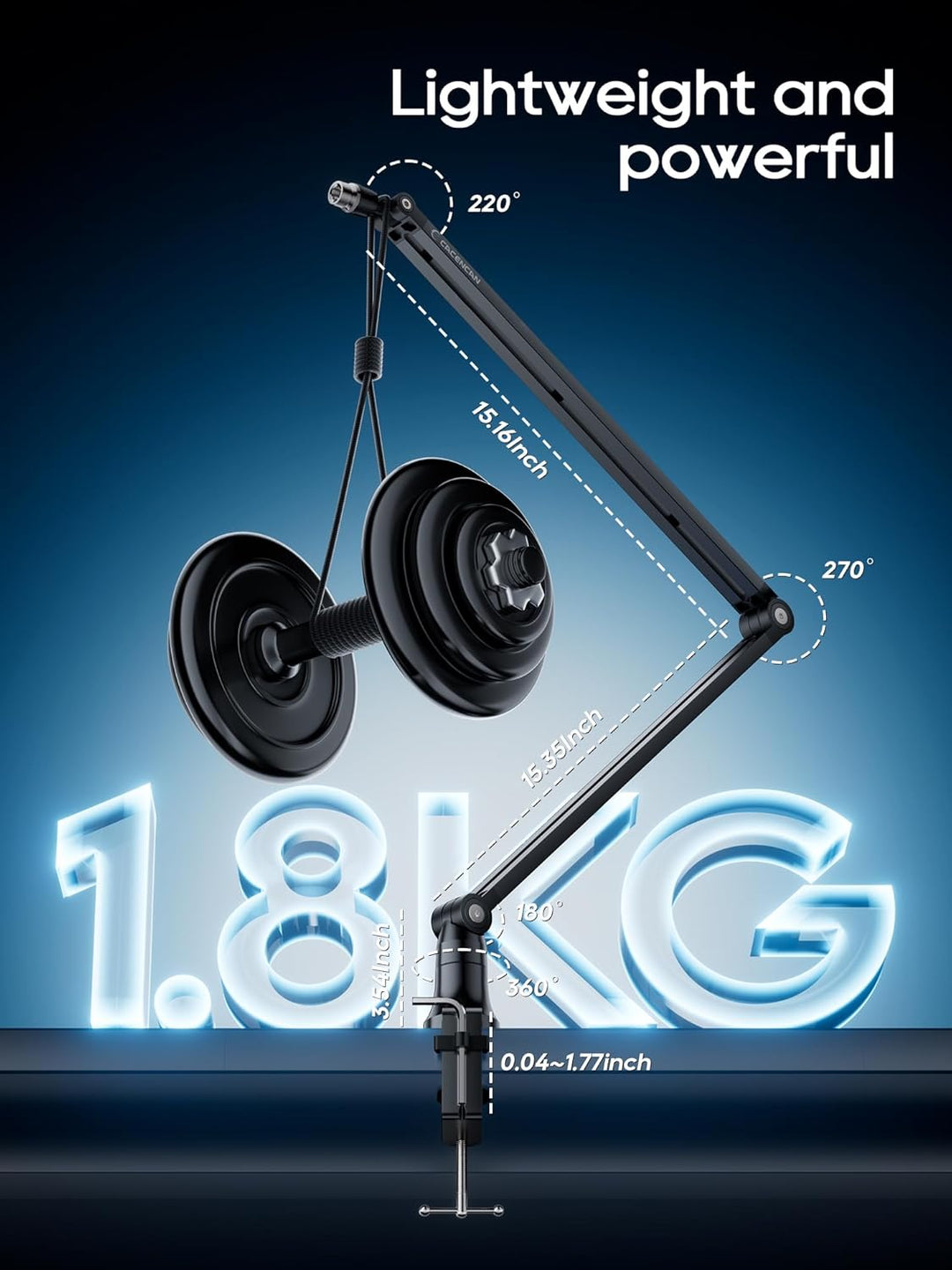 Mikrofonständer Boom Arm, 360° drehbarer Mikrofonständer mit Tischhalterung