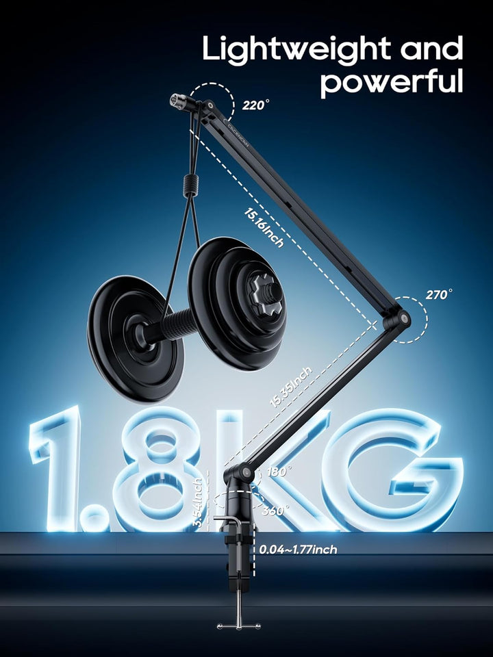 Mikrofonständer Boom Arm, 360° drehbarer Mikrofonständer mit Tischhalterung