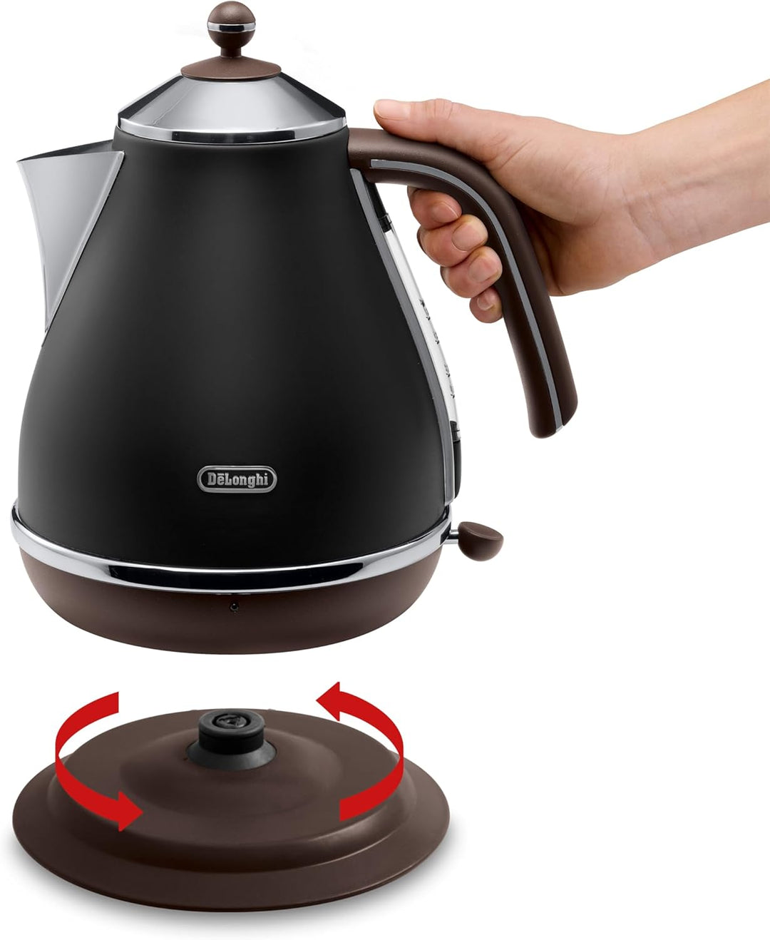 De'Longhi Wasserkocher Icona Vintage KBOV2001.BK - 1,7 l mit Wasserstandsanzeige und 360° Basis, Ede