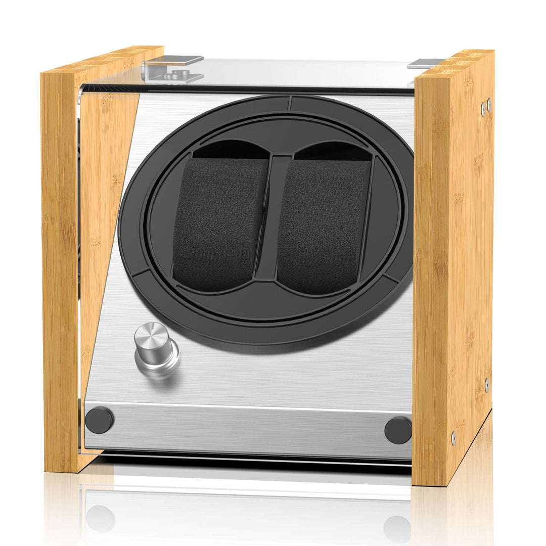 Watch Winder Smith Uhrenbeweger aus Bambusholz und Metall für 2 Uhren, WWS-B1BAM