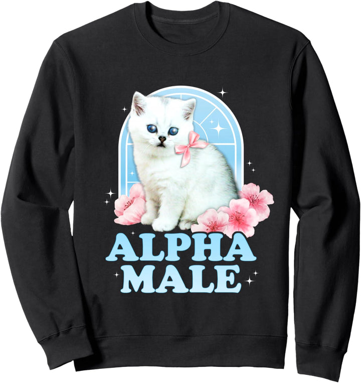 Alpha Male Funny Cat Kitten y2k 2000s Aesthetic Harajuku Sweatshirt