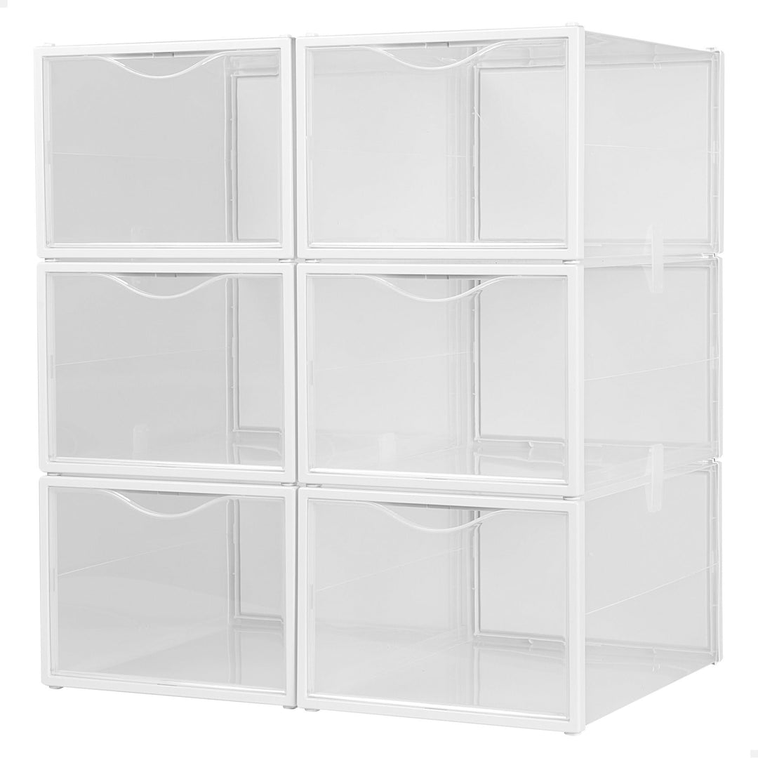 AKTIVE Max Home Schuhkartons aus Kunststoff, 6er-Set Aufbewahrungsboxen, 25 x 35 x 18,5 cm, stapelba