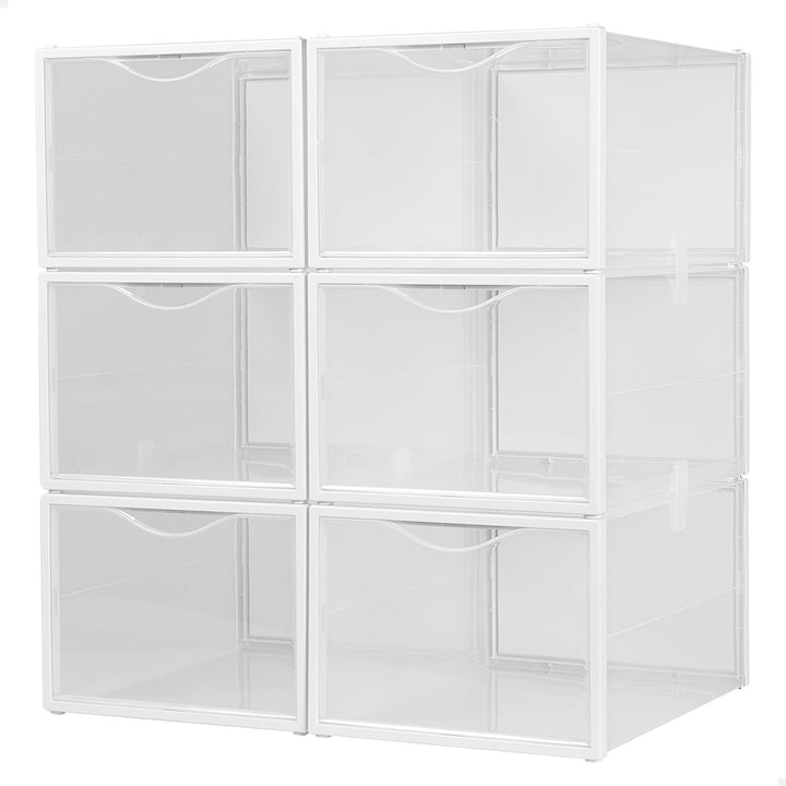 AKTIVE Max Home Schuhkartons aus Kunststoff, 6er-Set Aufbewahrungsboxen, 25 x 35 x 18,5 cm, stapelba