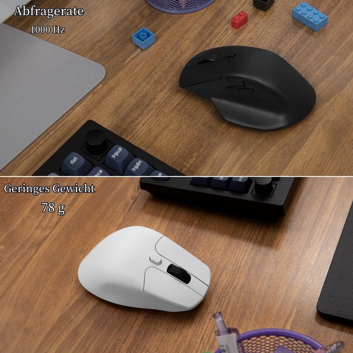Keychron M6 Wireless Bluetooth/2.4 GHz/Kabelgebundene Optische Maus,1000Hz Leichtgewicht 78g Program